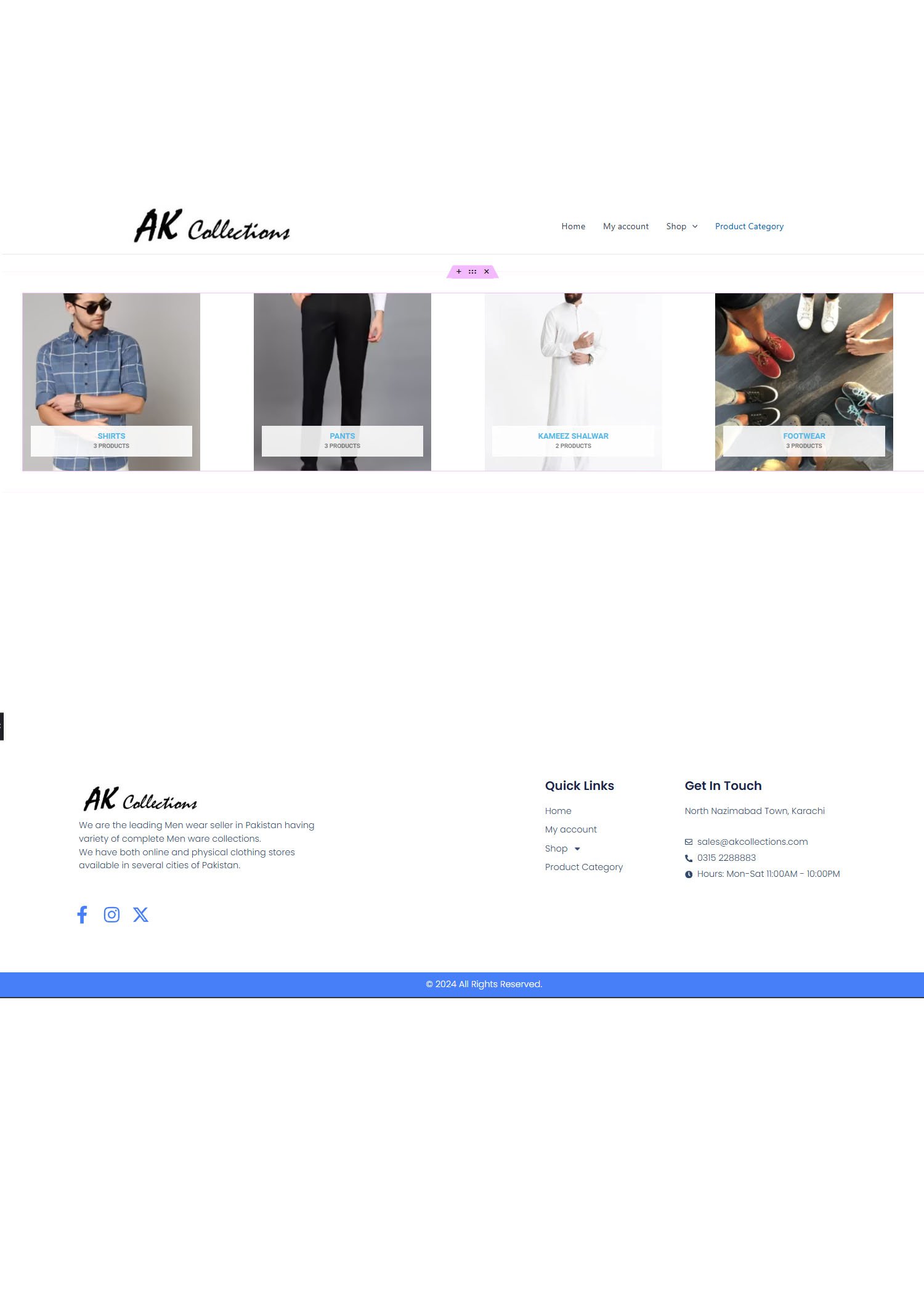 Product Category  & Footer